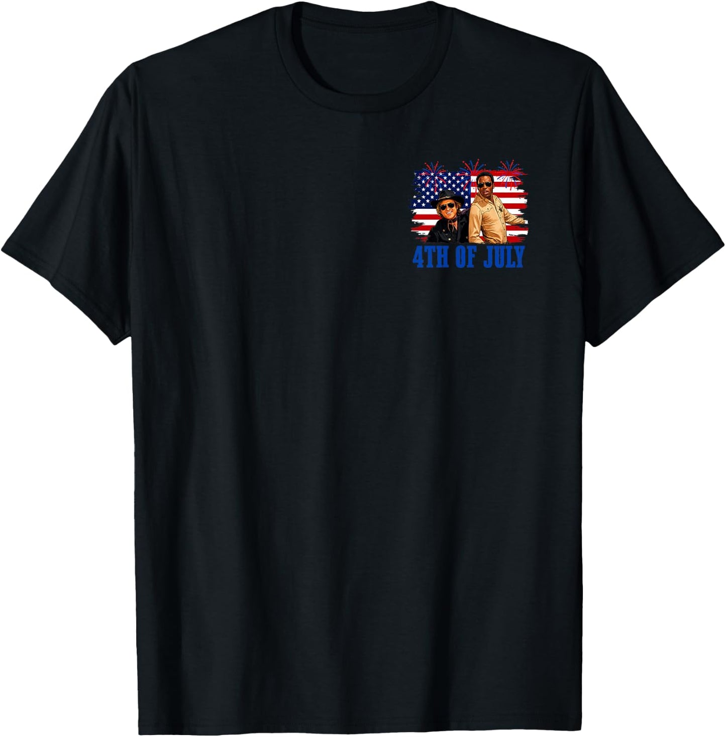 Hey Where The White Women AT Fourth July Humor 2 Side T-Shirt - T-Shirt | Black
