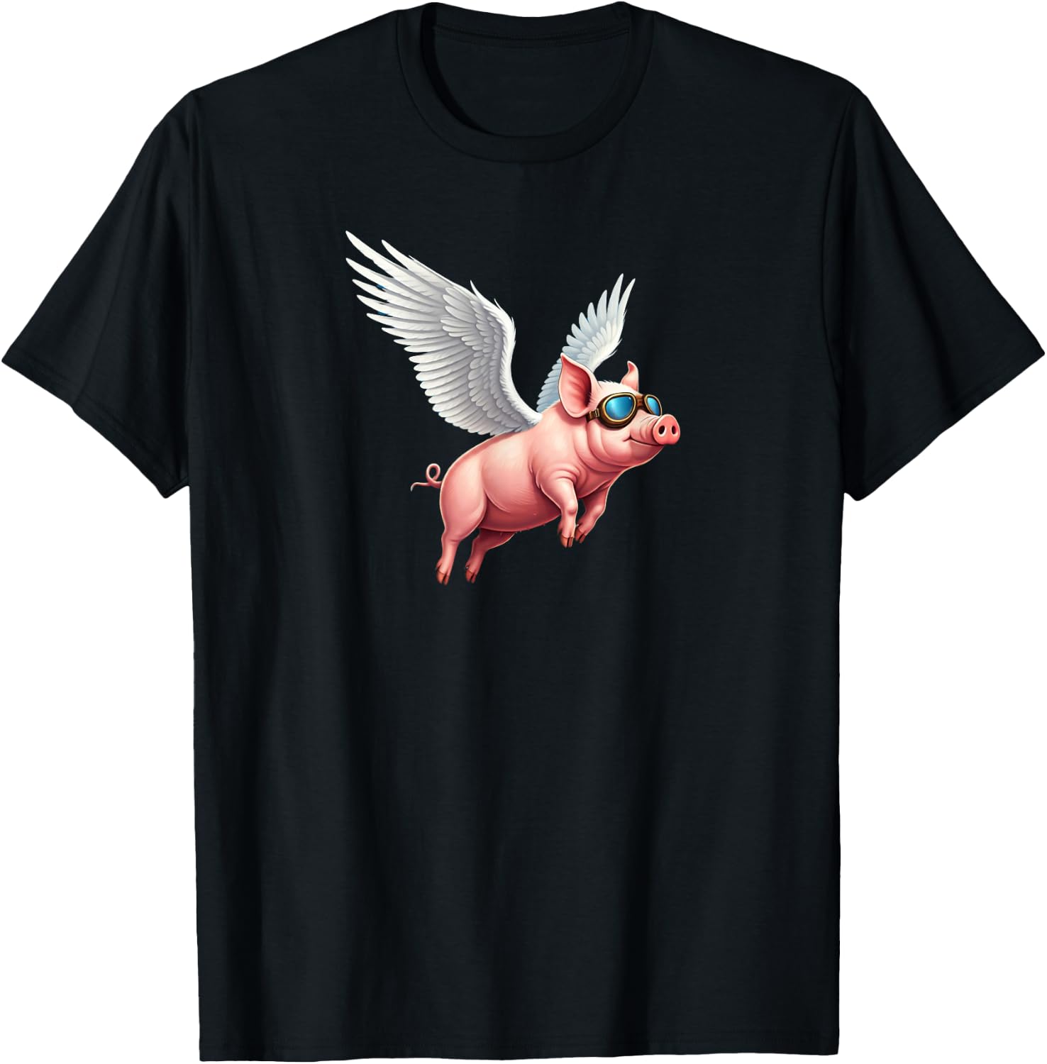 Pig flies with wings T-Shirt - T-Shirt | Black