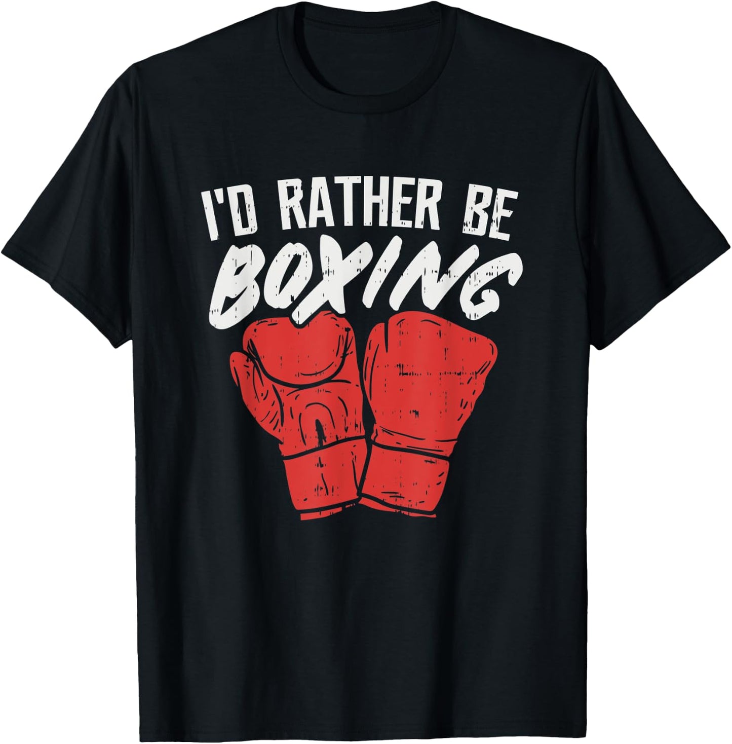 I'd Rather Be Boxing, Graphic Statement with Boxing Gloves T-Shirt - T-Shirt | Black