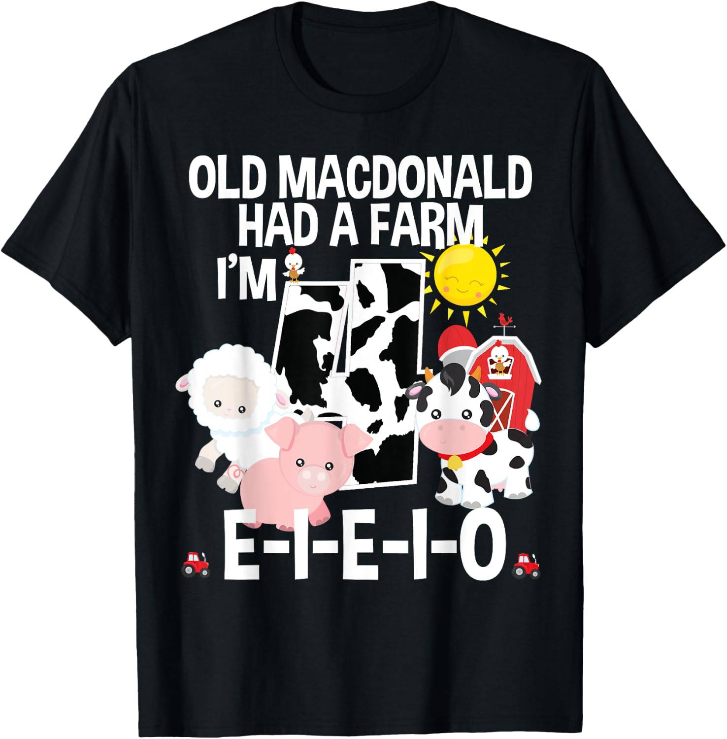 Toddler Kids Old MacDonald 4th Birthday Party Nursery Song T-Shirt - T-Shirt | Black