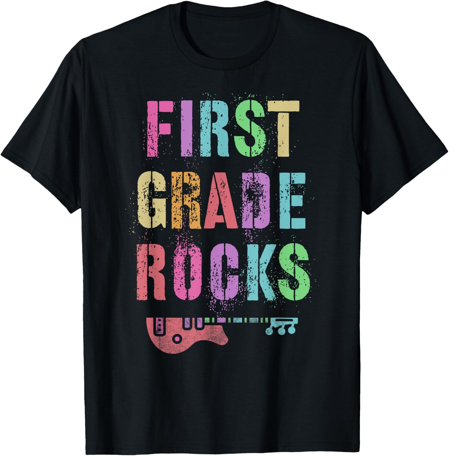 Hello 1st GRADE ROCKS Teacher Team FIRST Gr Vibes Rockstar Women Kids T-Shirt - T-Shirt | Black