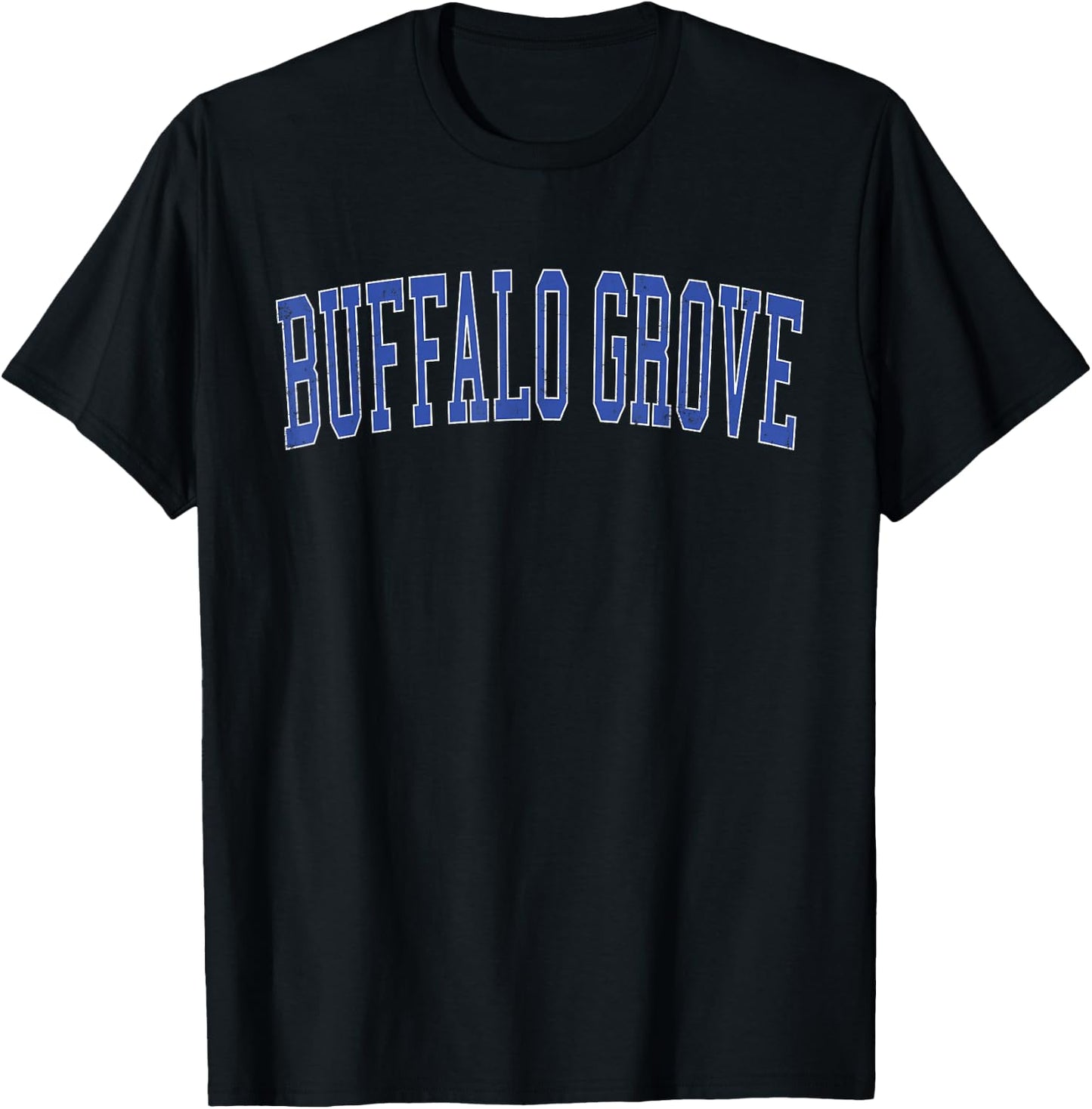 Vintage Buffalo Grove IL Distressed Blue Varsity Style T-Shirt - T-Shirt | Black
