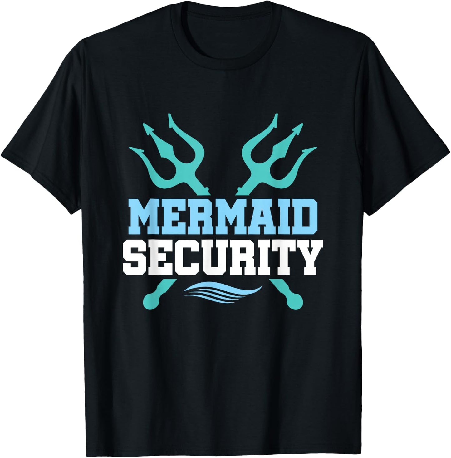 Mermaid Security Merman Boys Swimming Merdad Swimmer T-Shirt - T-Shirt | Black