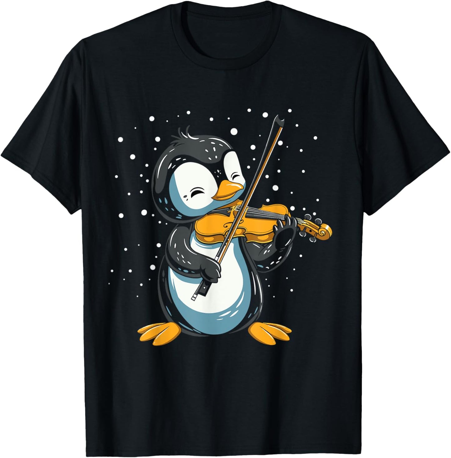 Funny Penguin Playing Violin Musician Band Violinist Music T-Shirt - T-Shirt | Black