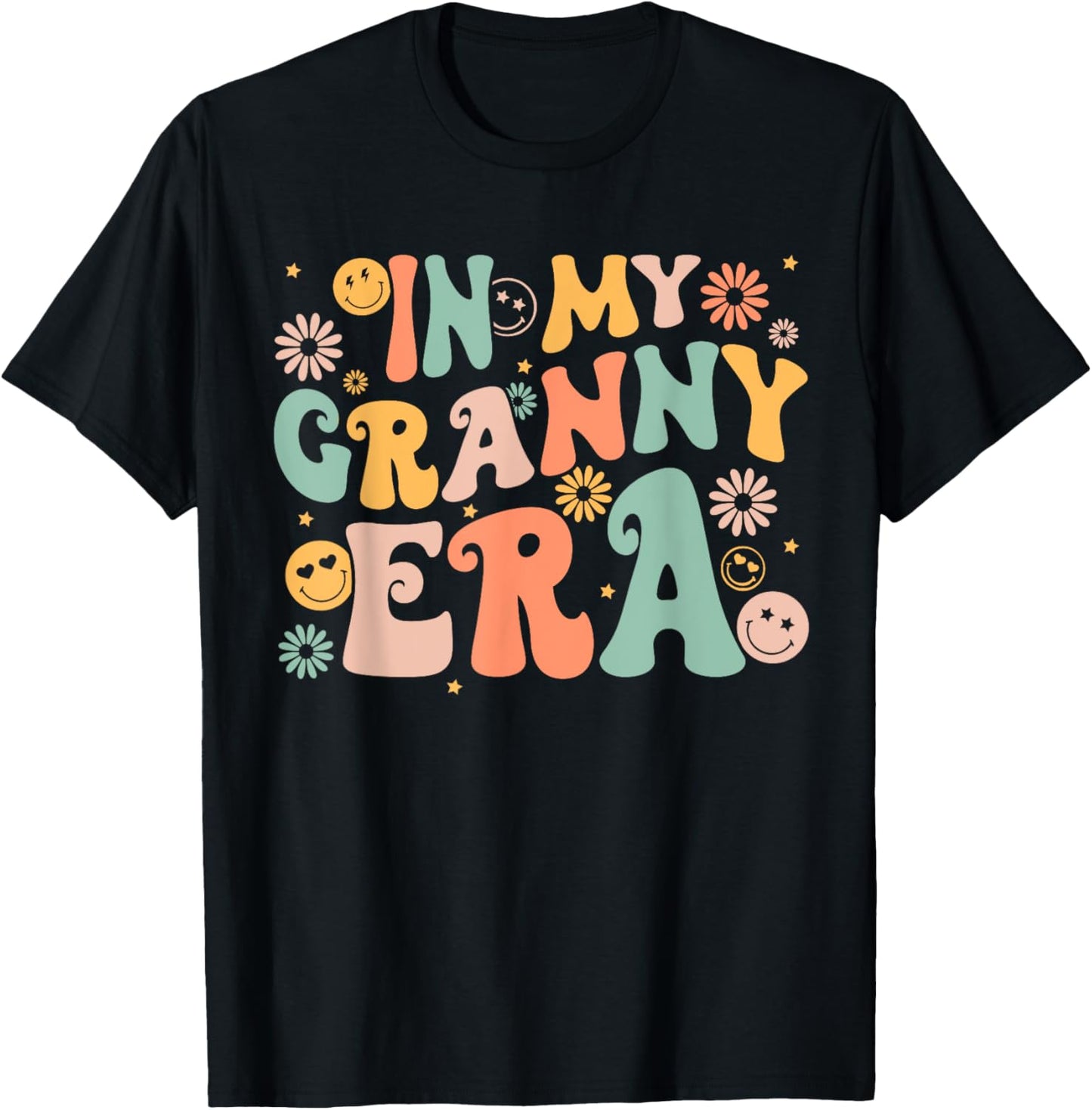 In My Granny Era Groovy Retro Cool for Grandma Mother's Day T-Shirt - T-Shirt | Black