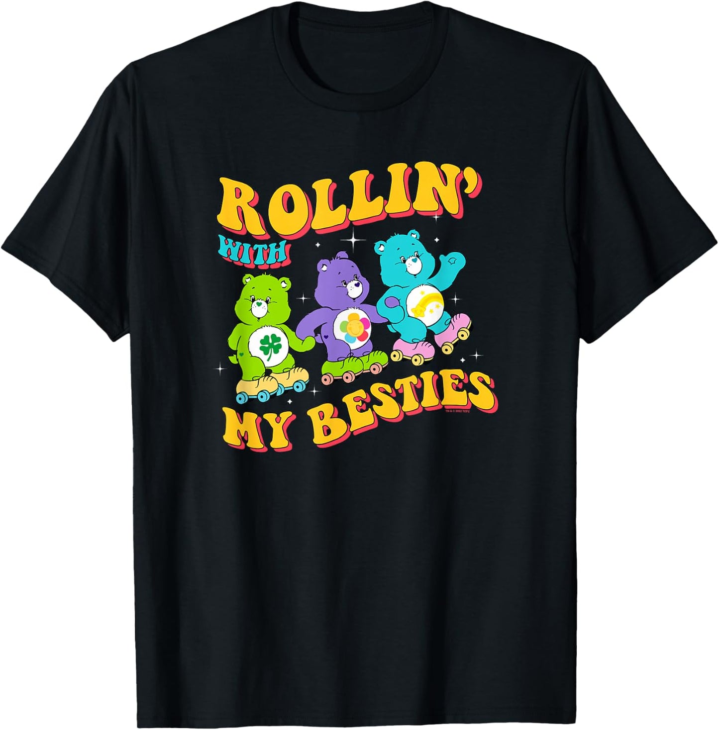 Care Bears Rollin' With My Besties Vintage Skating Trio T-Shirt - T-Shirt | Black