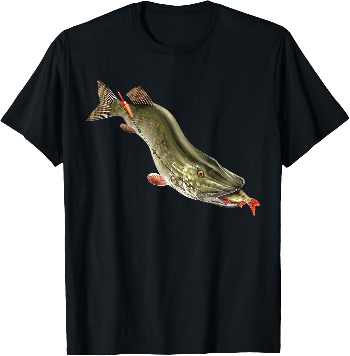 Northern Pike Fishing Fishermen Gifts Men's Northern Pike Fishing Black Small Classic Fit Short Sleeve Cotton T-Shirt - T-Shirt | Black