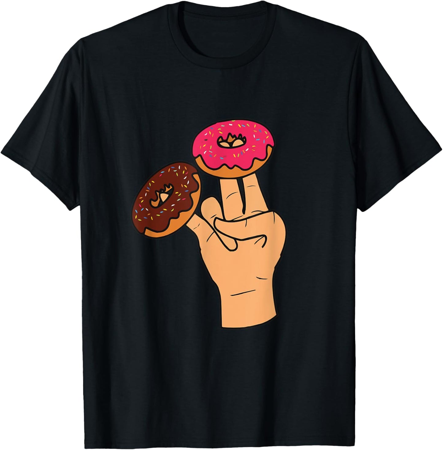 Cool Donuts Cartoon Illustration Novelty Graphic Designs T-Shirt - T-Shirt | Black