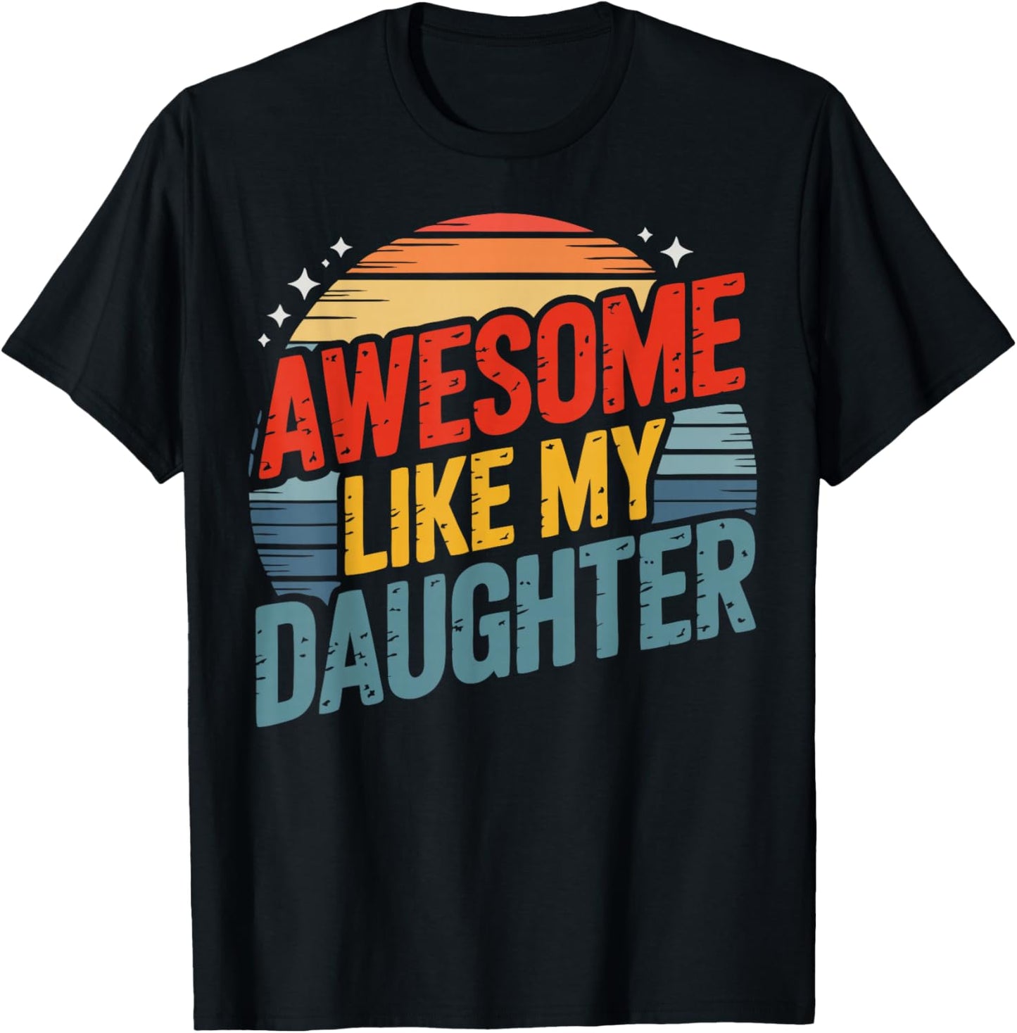 Awesome Like My Daughter with Rainbow Vintage Men Father Day T-Shirt - T-Shirt | Black