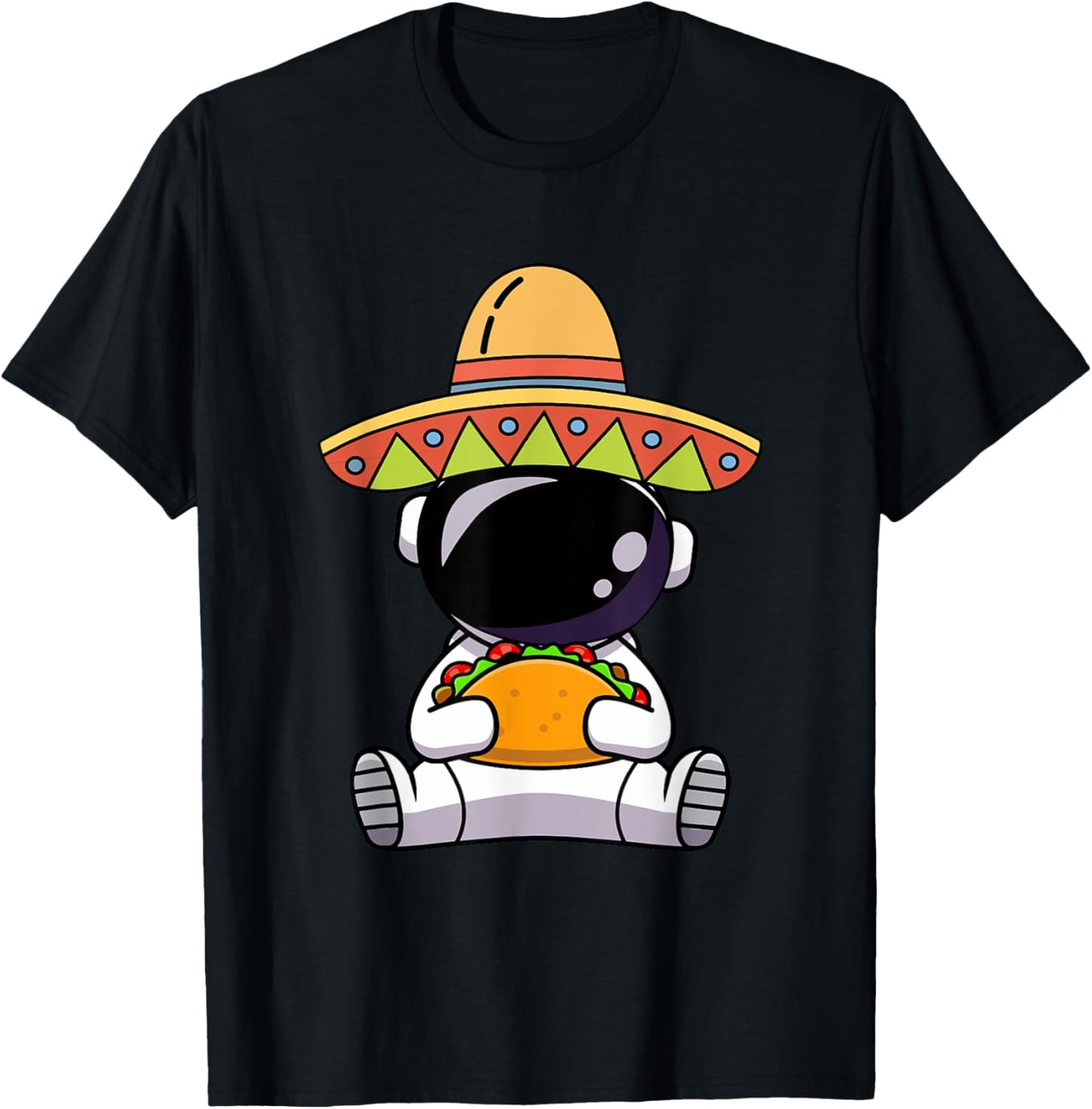 Astronaut Eating Tacos Funny Cinco De Mayo Space Mexican T-Shirt - T-Shirt | Black