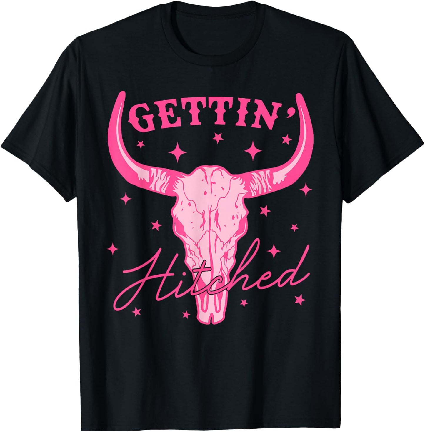 Getting Hitched Bride Western Cowgirl Bachelorette Party T-Shirt - T-Shirt | Black