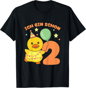 Children's with German Text "Ente Ich bin schon 2 Enten" (German Language), black T-Shirt - T-Shirt | Black
