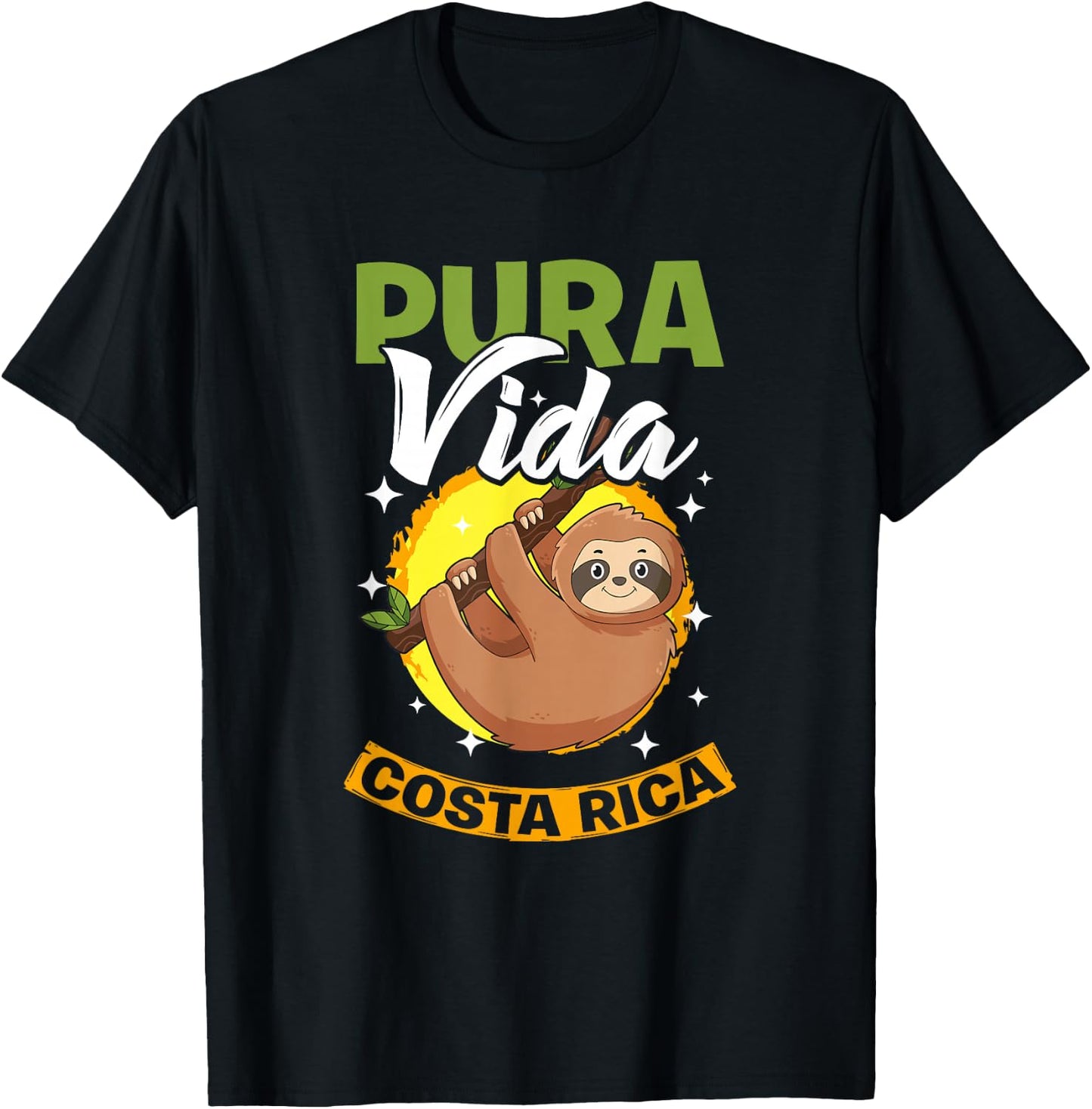 Beach Vacation Tropical Sloths Pura Vida Sloth Costa Rica T-Shirt - T-Shirt | Black