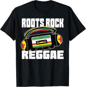 Roots Rock Reggae Music Jamaica Rasta Rastafari T-Shirt - T-Shirt | Black
