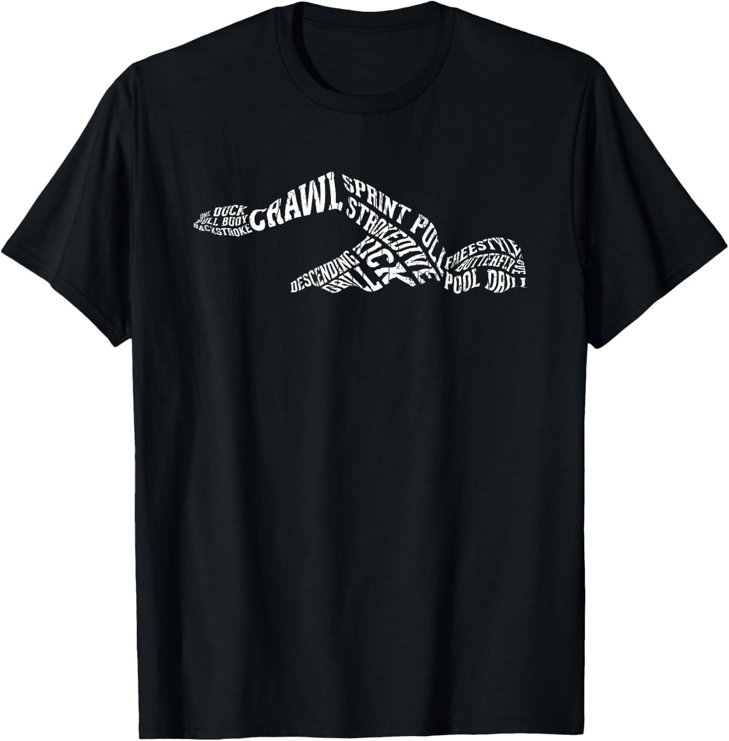 Swimmer Typography Funny Swim Swimming Coach Player Graphic T-Shirt - T-Shirt | Black