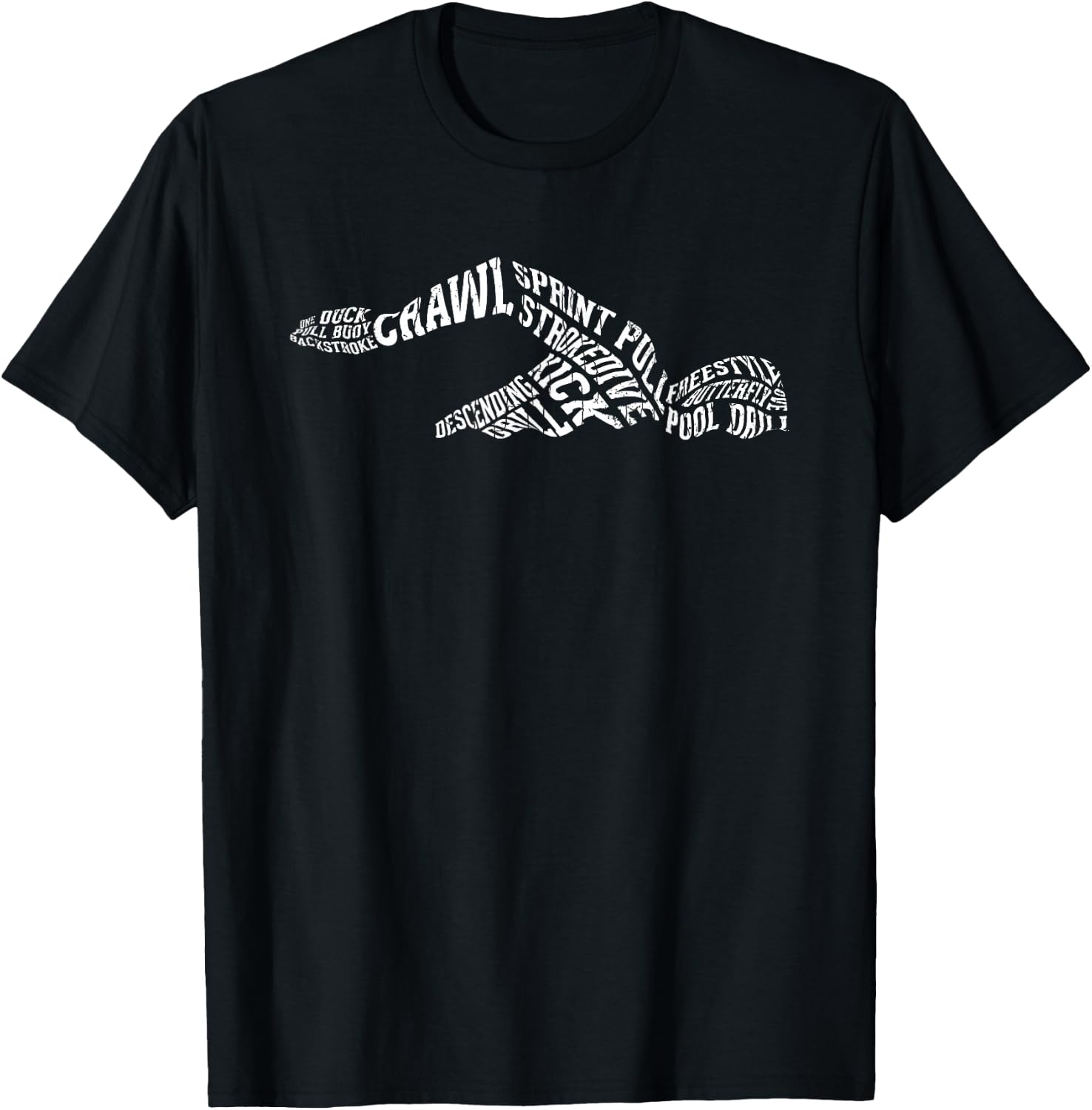 Swimmer Typography Funny Swim Swimming Coach Player Graphic T-Shirt - T-Shirt | Black