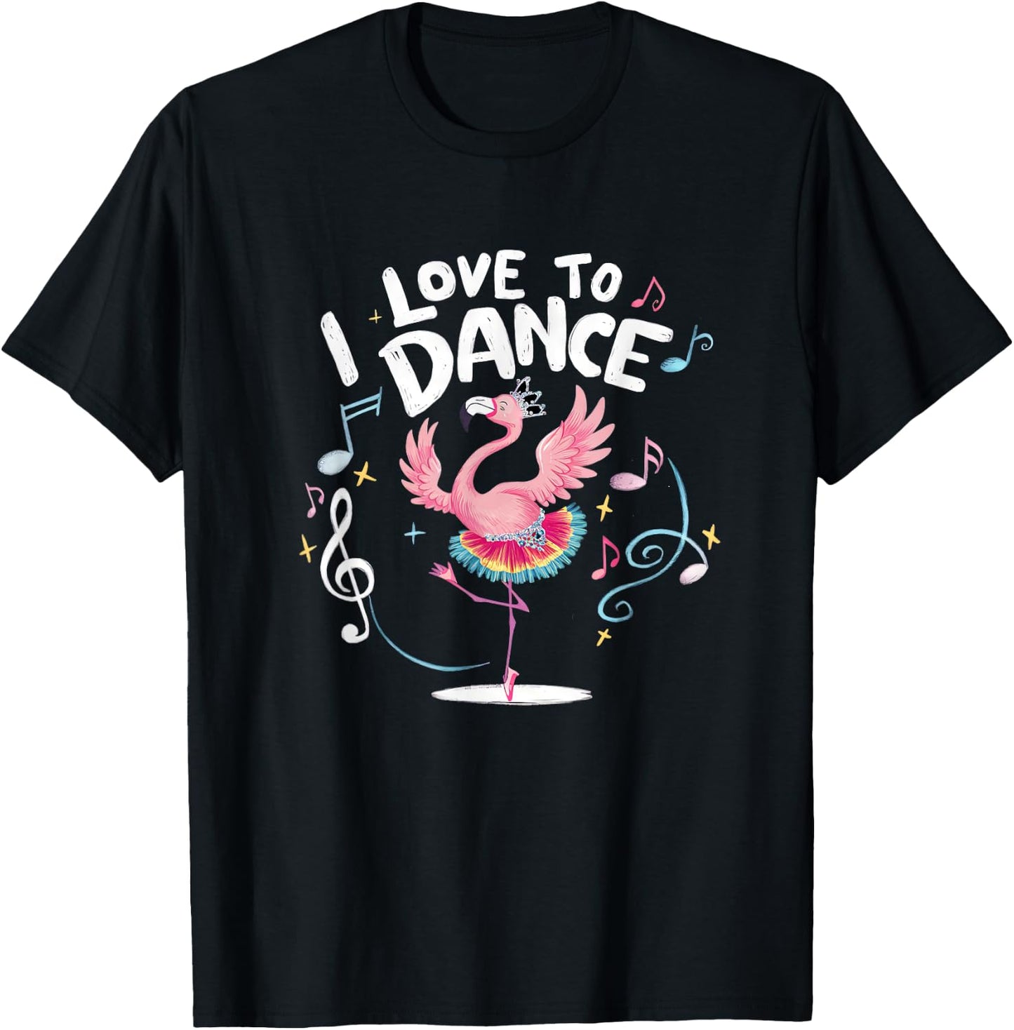 I Love to Dance Ballerina Dancer Flamingo Design T-Shirt - T-Shirt | Black
