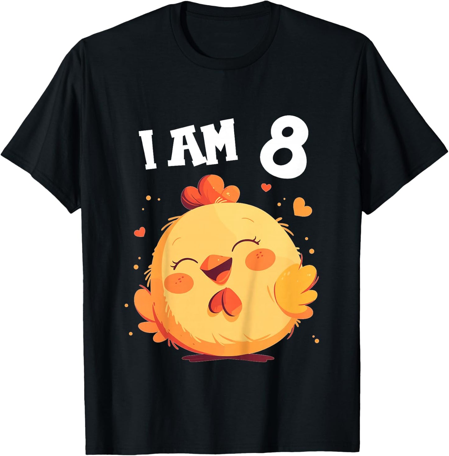 8 Years old 8 birthday Chickens Boy Girl Chicken T-Shirt - T-Shirt | Black