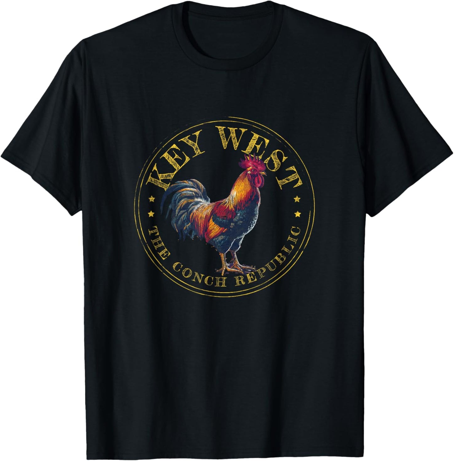 Key West Rooster FL The Conch Republic Funny Souvenir , Small, Blue T-Shirt - T-Shirt | Black