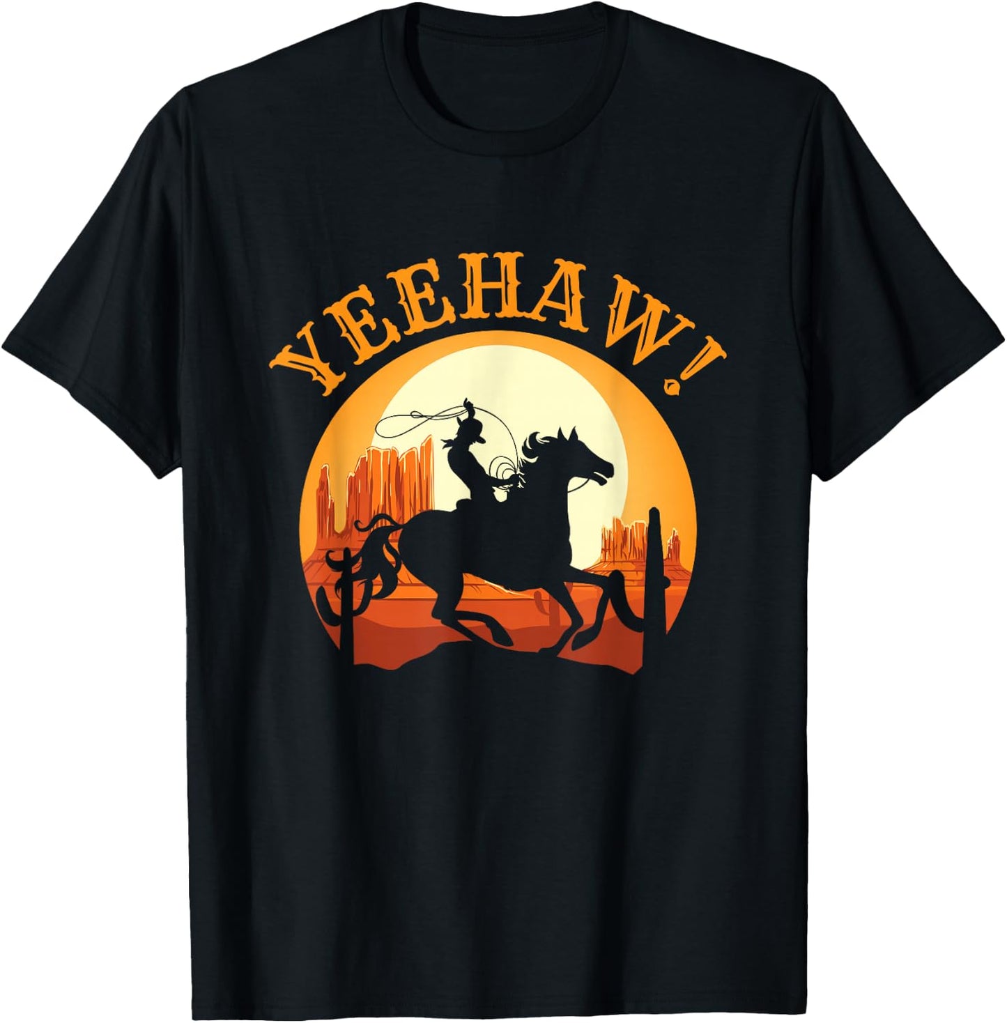 Howdy Cowboy Rodeo Riding Lover Saying Yeehaw! Gift T-Shirt - T-Shirt | Black