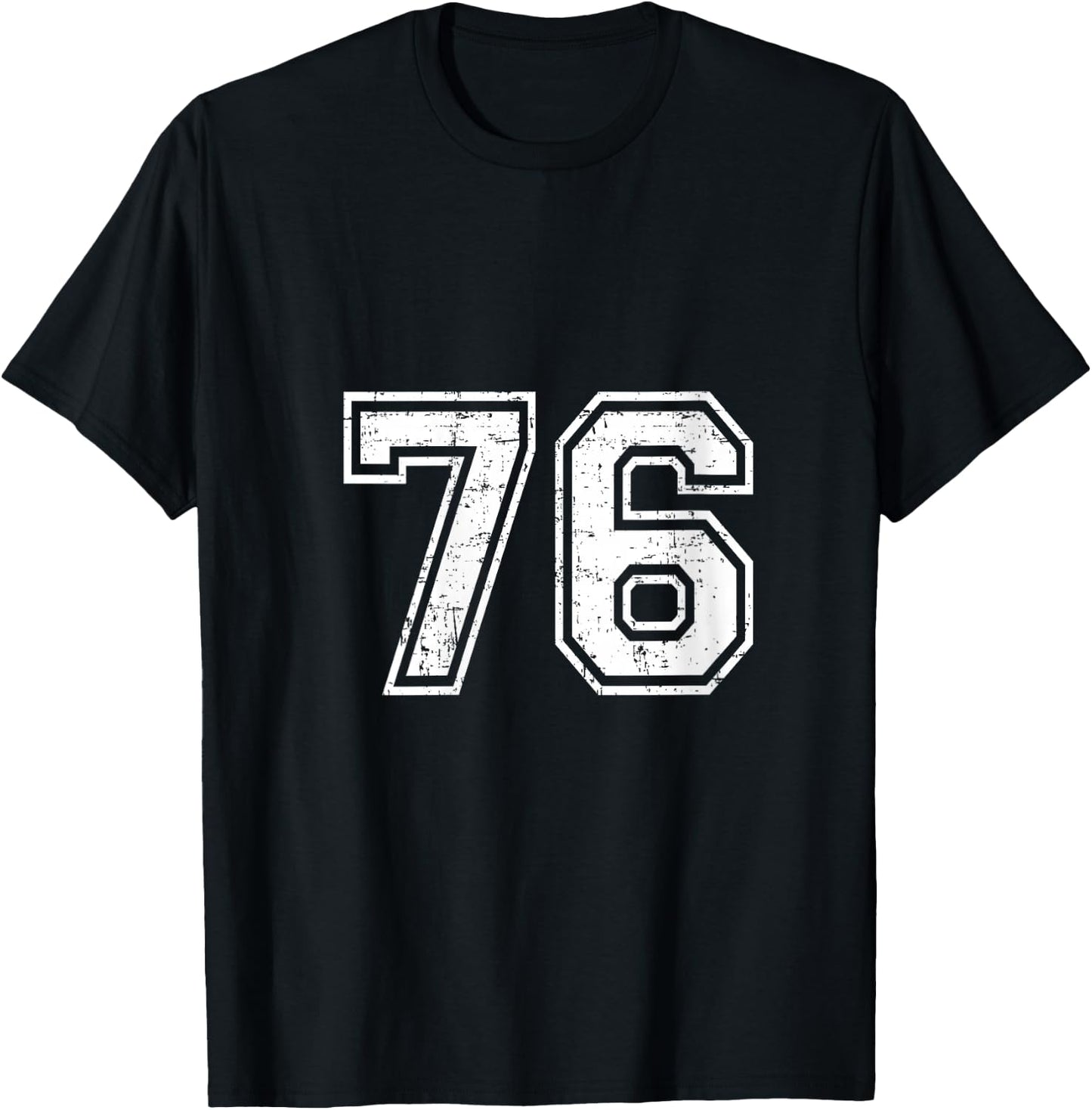 Women's 76 Number Seventy-Six Team Sports Grunge Varsity Matching V-Neck T-Shirt - T-Shirt | Black