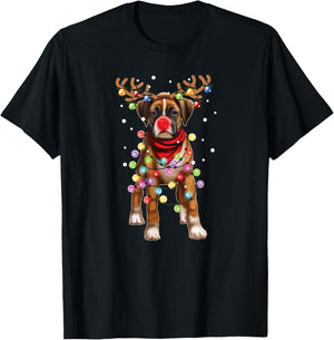 Christmas Dog, Boxer, Dog Lover, Men Women Kids, Dogs, Xmas T-Shirt - T-Shirt | Black