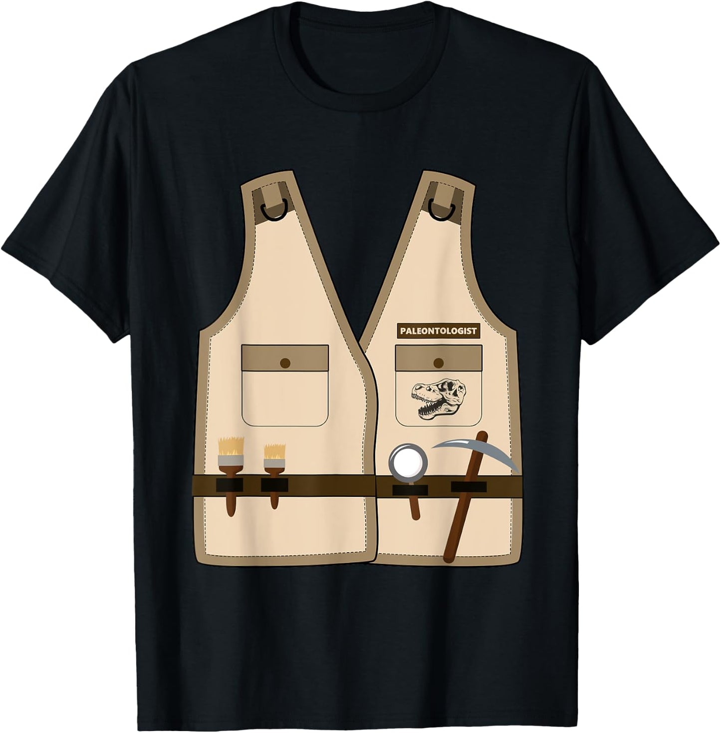 Adult Kids Halloween Paleontologist Dinosaur Hunter Costume T-Shirt - T-Shirt | Black