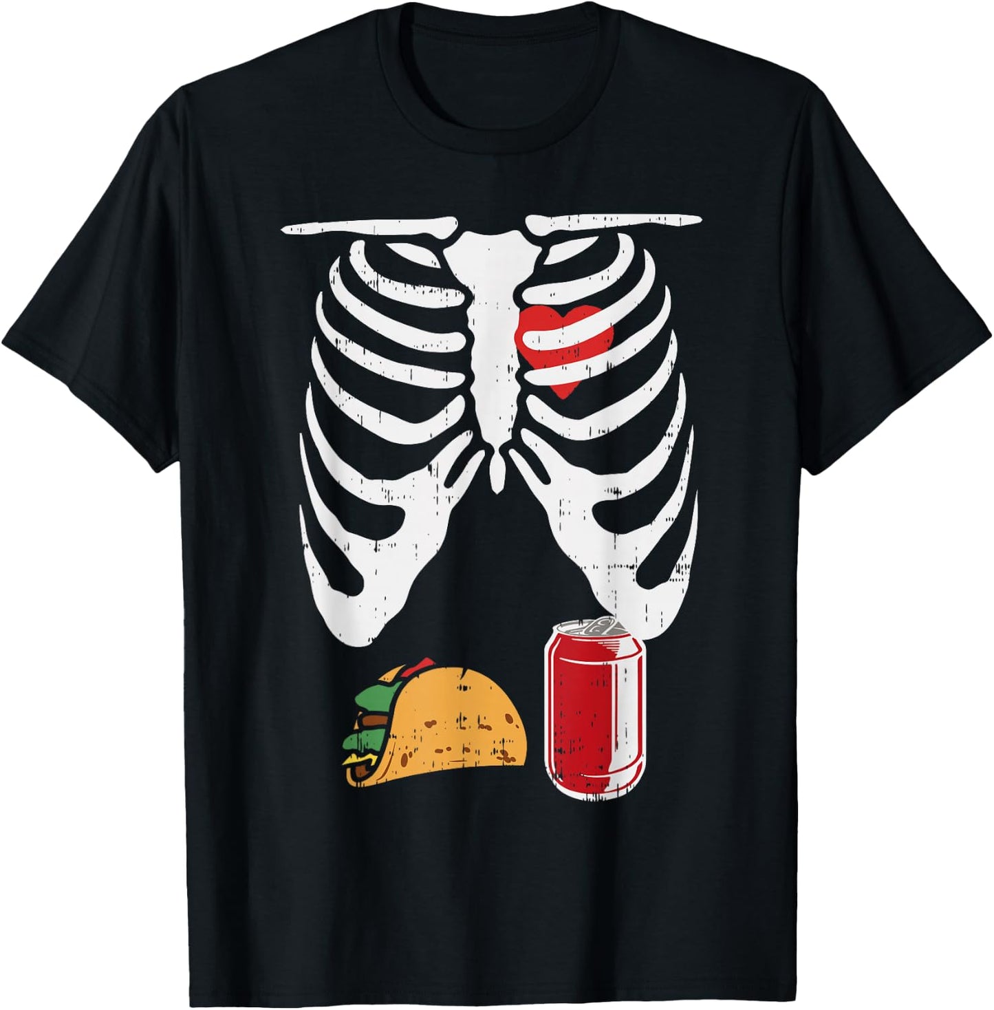 Skeleton Pregnancy Taco Beer Shirt Xray Halloween Soon Dad T-Shirt - T-Shirt | Black