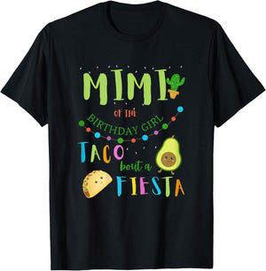 Mimi Mom Mexican Birthday Taco Bout A Fiesta Family Matching T-Shirt - T-Shirt | Black