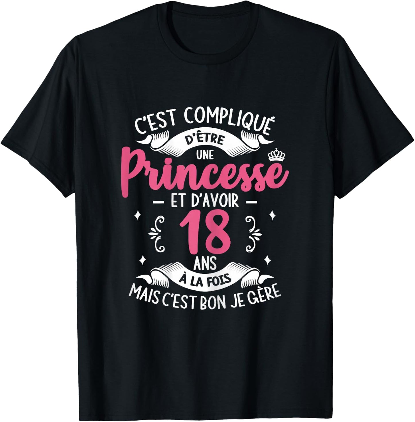 It's Complicated To Be Princess Birthday Girl 18 Years Old , Black, Female X-Small T-Shirt - T-Shirt | Black