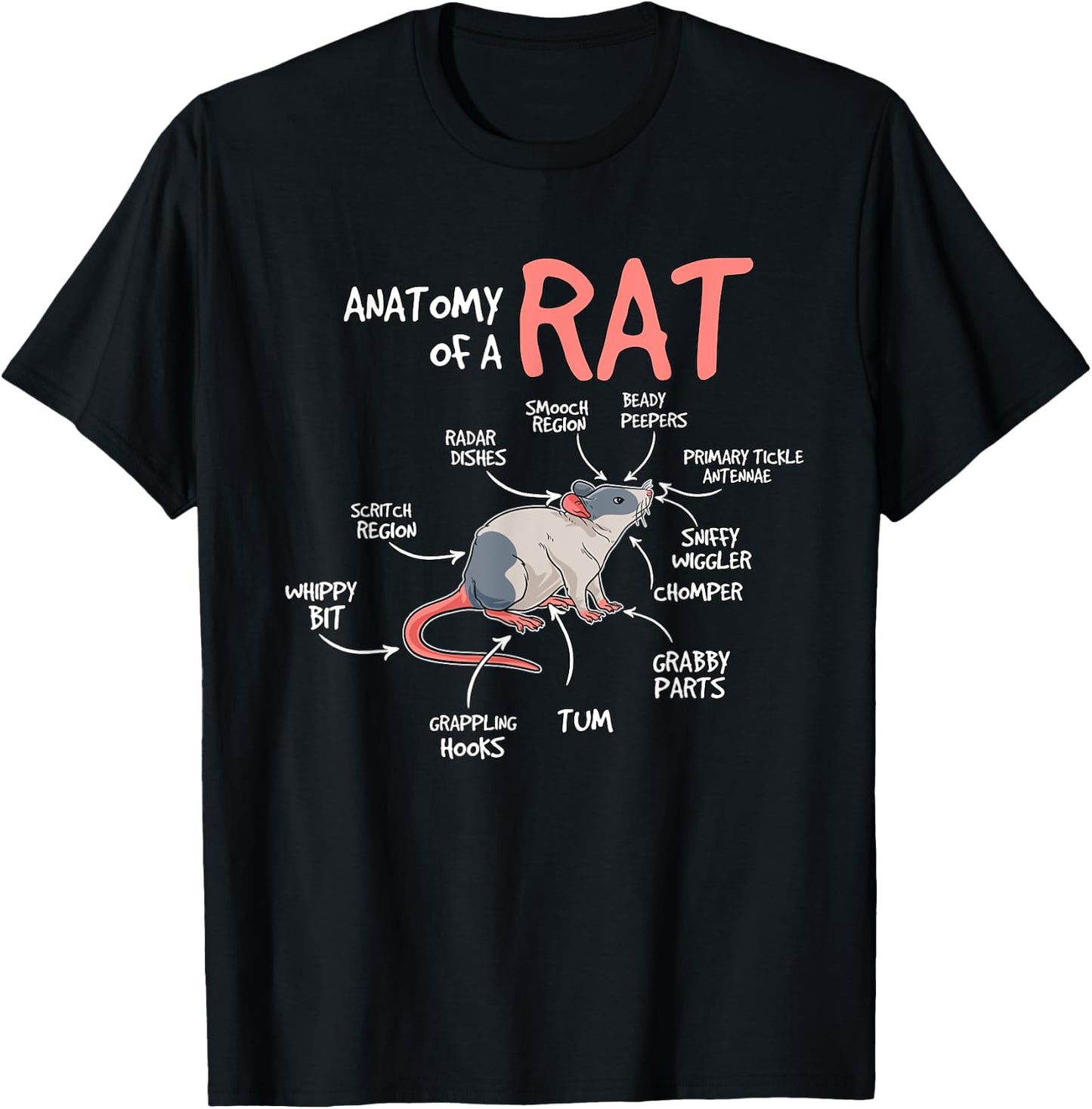 Kids Rat Gift Rat Stuff Anatomy Of A Rat T-Shirt - T-Shirt | Black