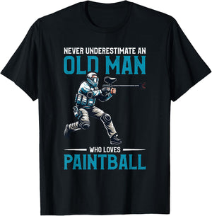 Never Underestimate An Old Man Who Loves Paintball T-Shirt - T-Shirt | Black