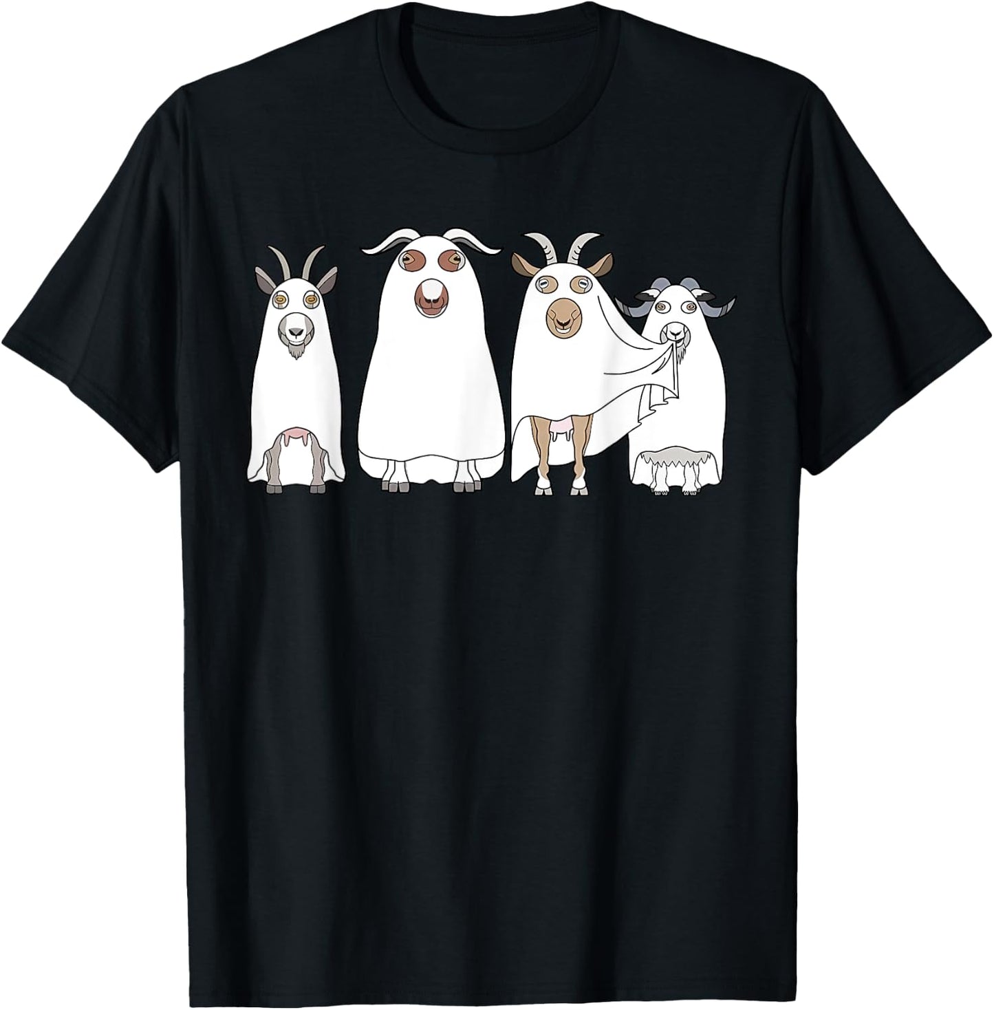 Goat Ghost Halloween Farmer Goat Lover Scary Spooky Season T-Shirt - T-Shirt | Black