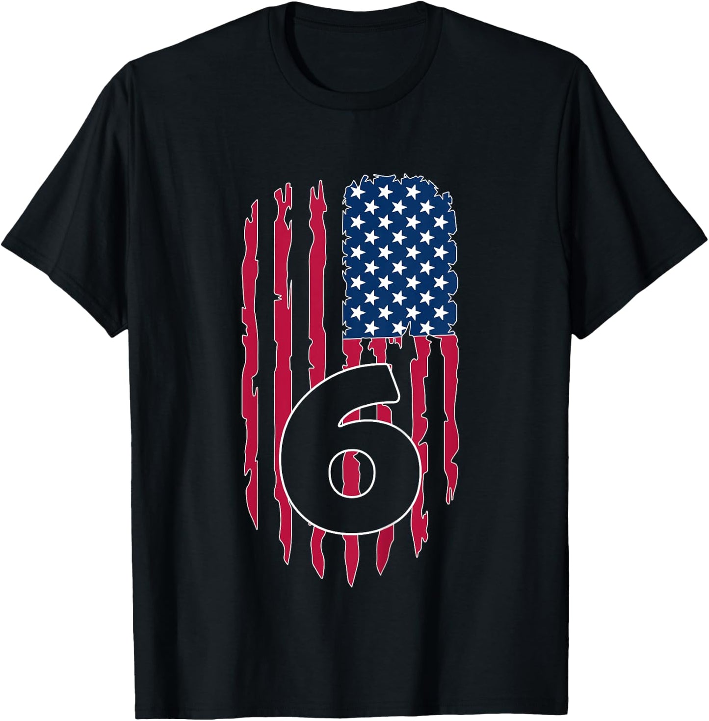 Kids USA NUMBER 6 YEARS OLD BOY 6TH BIRTHDAY T-Shirt - T-Shirt | Black