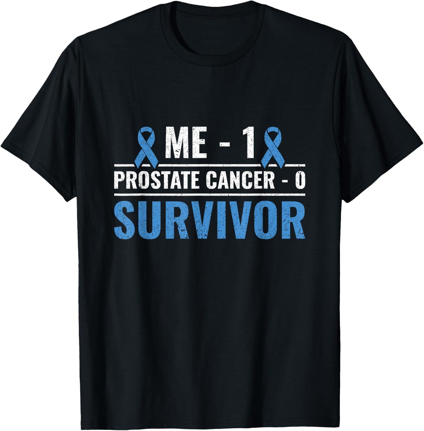 Cancer Survivor Light Blue Ribbon Prostate Cancer Awareness T-Shirt - T-Shirt | Black