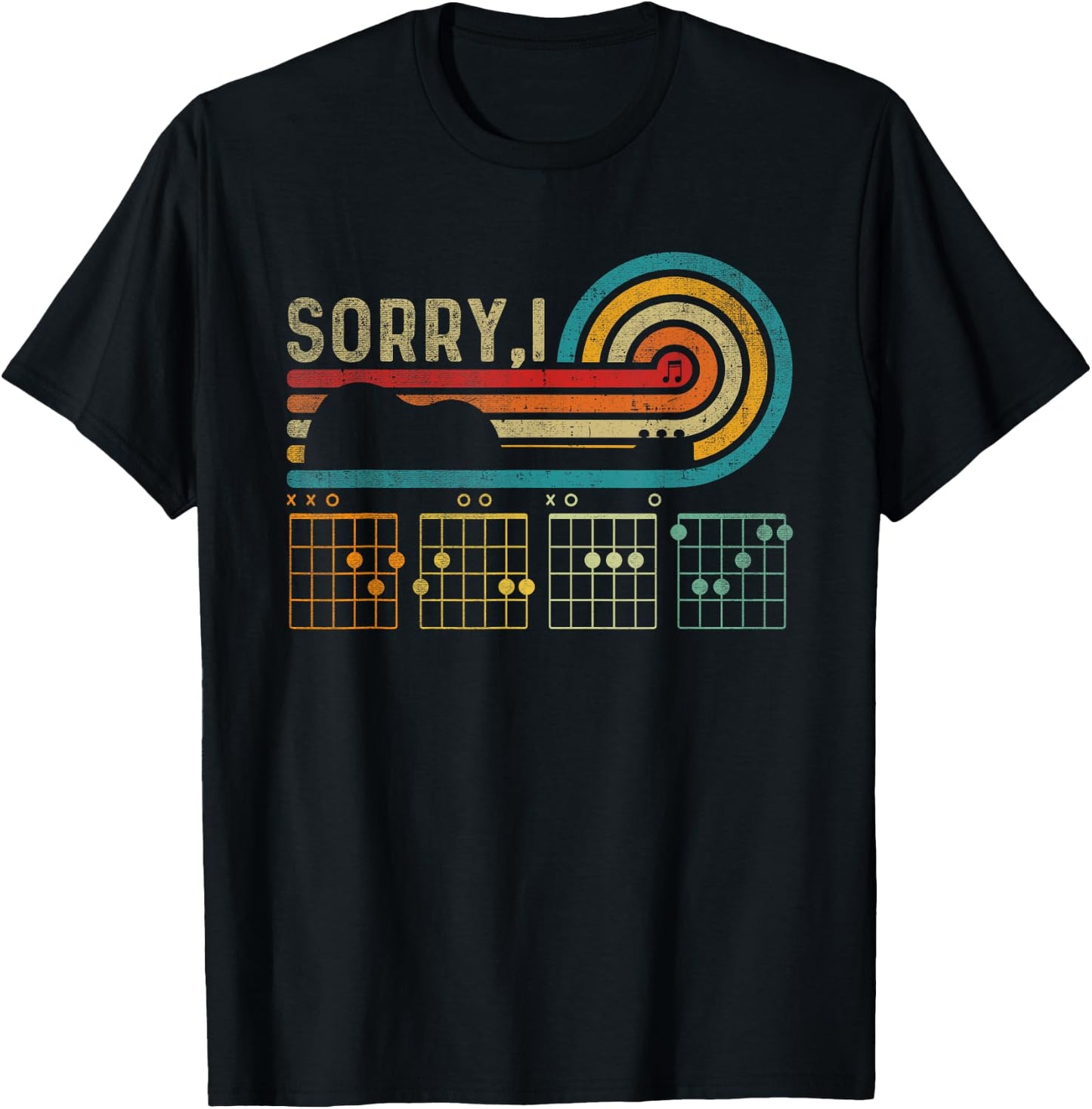 Sorry I-DGAF Hidden Message Guitar Chords Music Note Funny T-Shirt - T-Shirt | Black