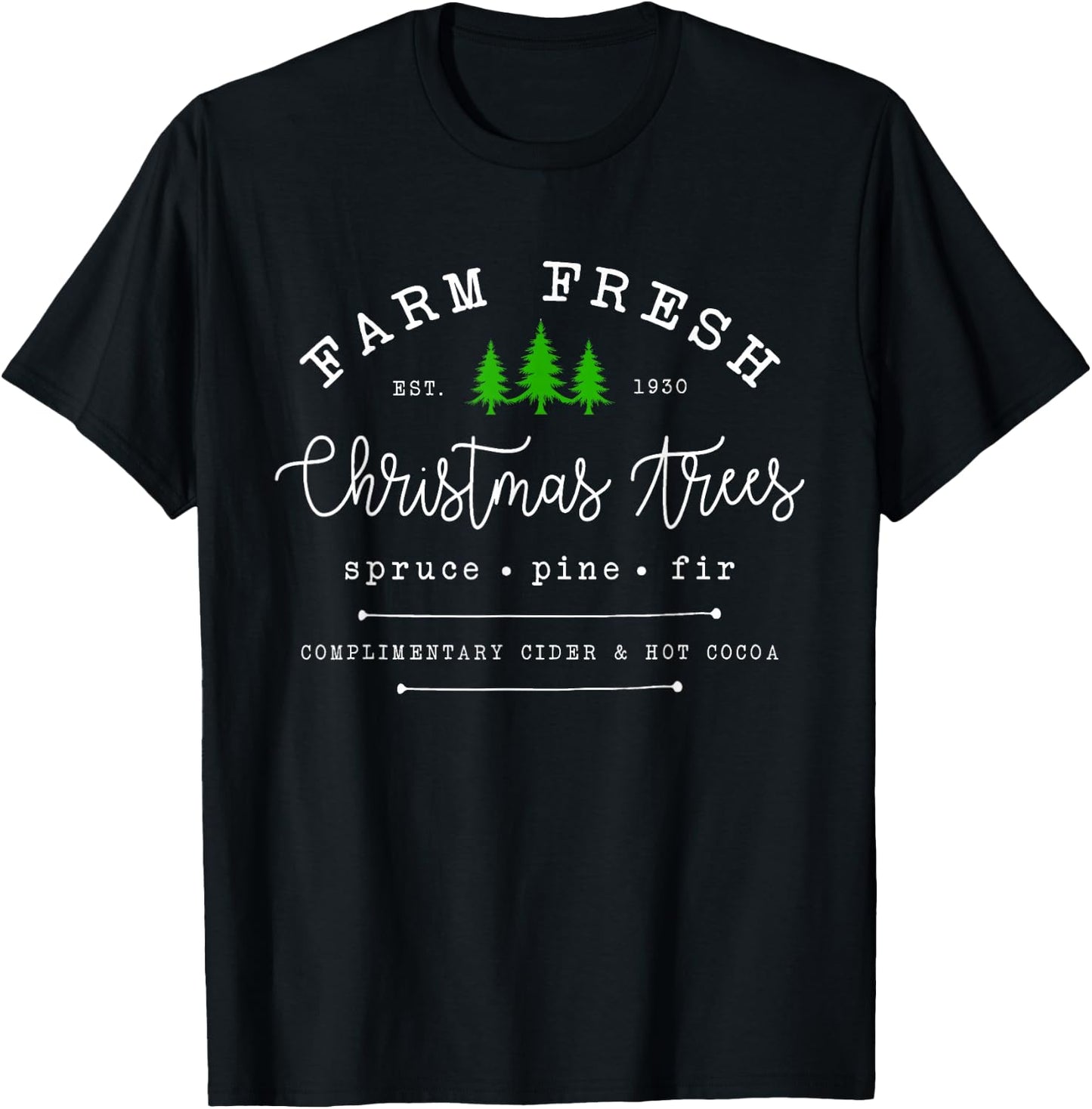 Farm Fresh Xmas Tree, Pine Retro Vintage Graphic Christmas T-Shirt - T-Shirt | Black