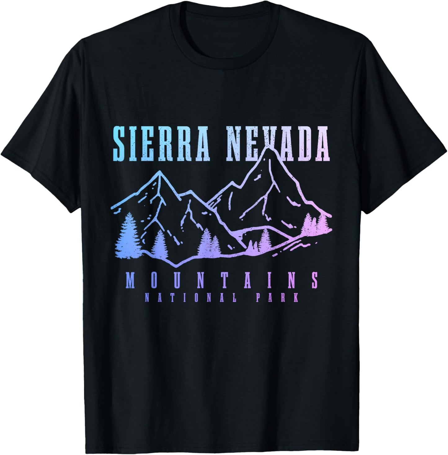 Sierra Nevada California Mountains Vintage Hiking Nature T-Shirt - T-Shirt | Black