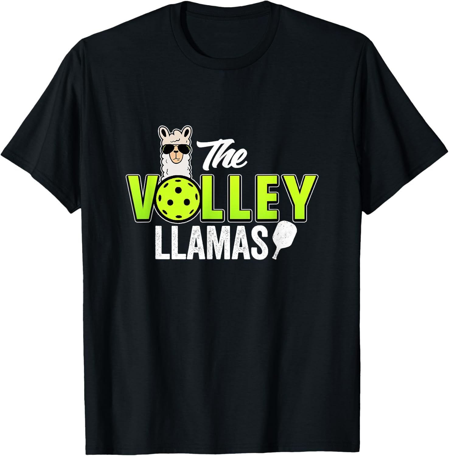 The Volley LLamas comic style llama pickle ball team T-Shirt - T-Shirt | Black