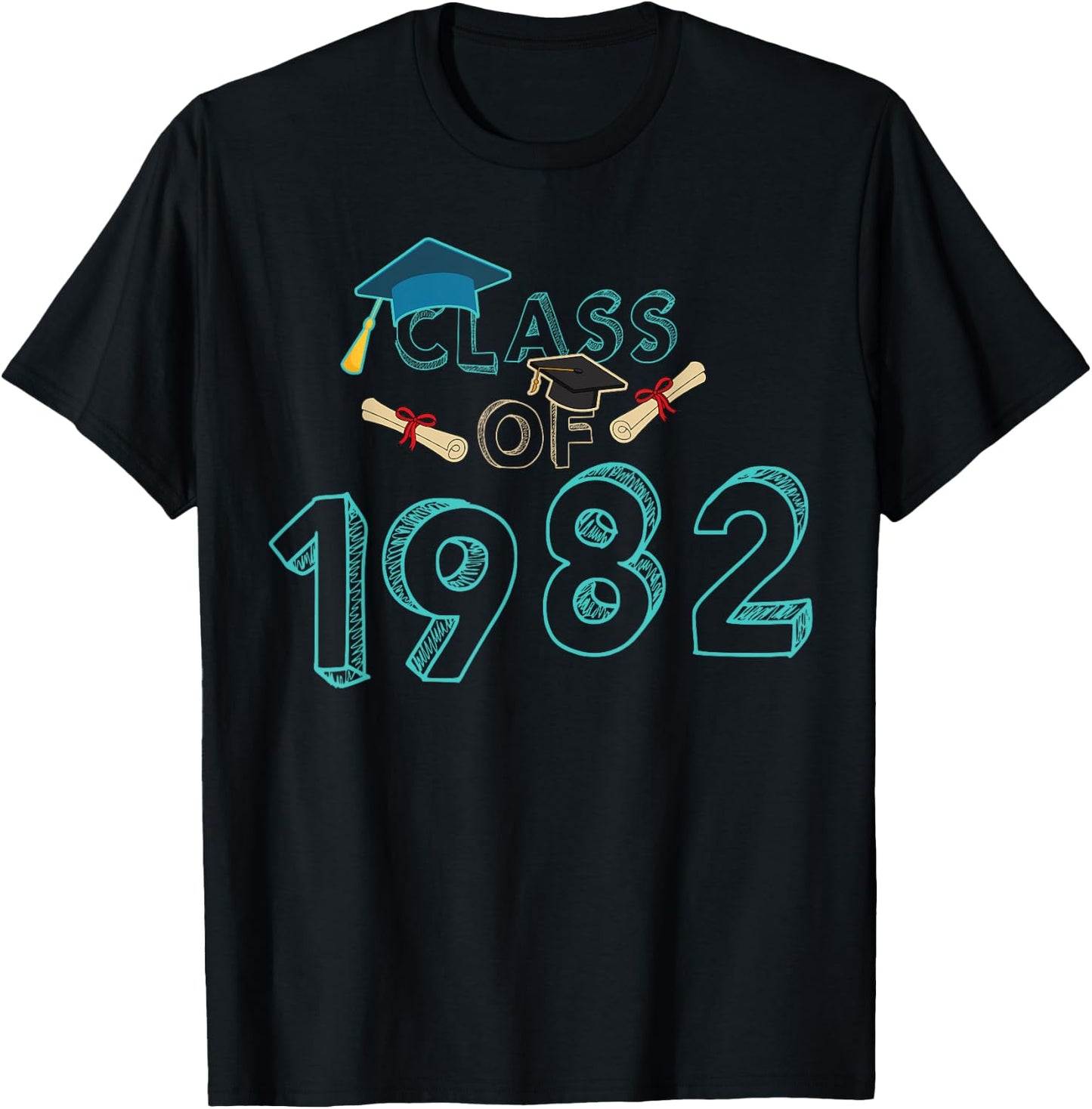 Class Of 1982 Graduation School Reunion Student Teacher T-Shirt - T-Shirt | Black
