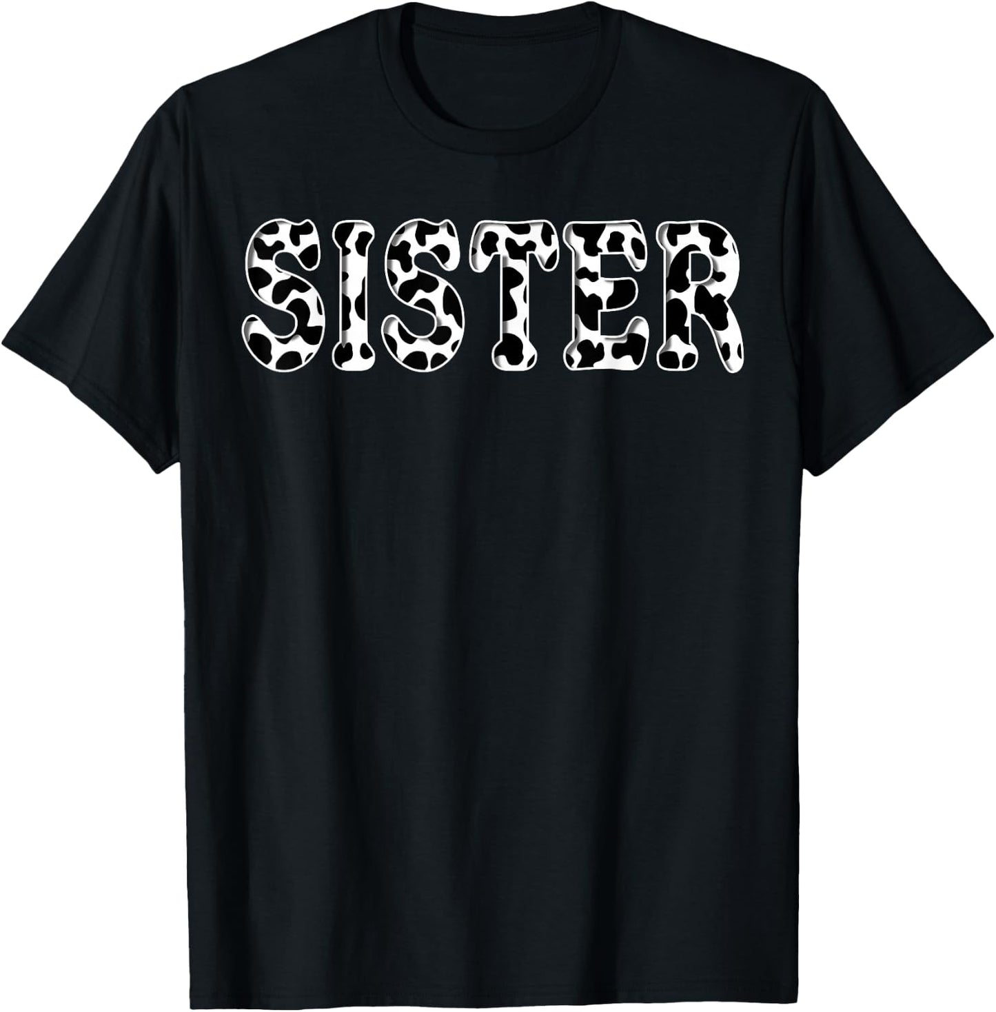 Cow Sister Birthday Family Matching Girl Boy Farm Birthday T-Shirt - T-Shirt | Black