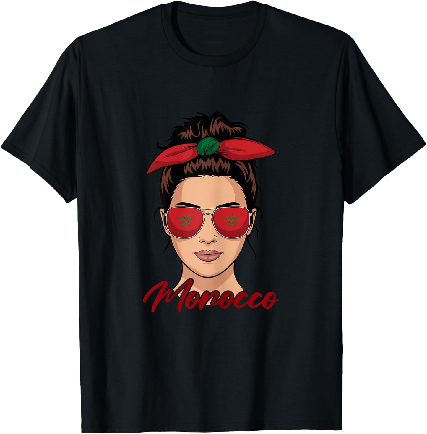 Moroccan Girl Woman Flag Morocco T-Shirt - T-Shirt | Black