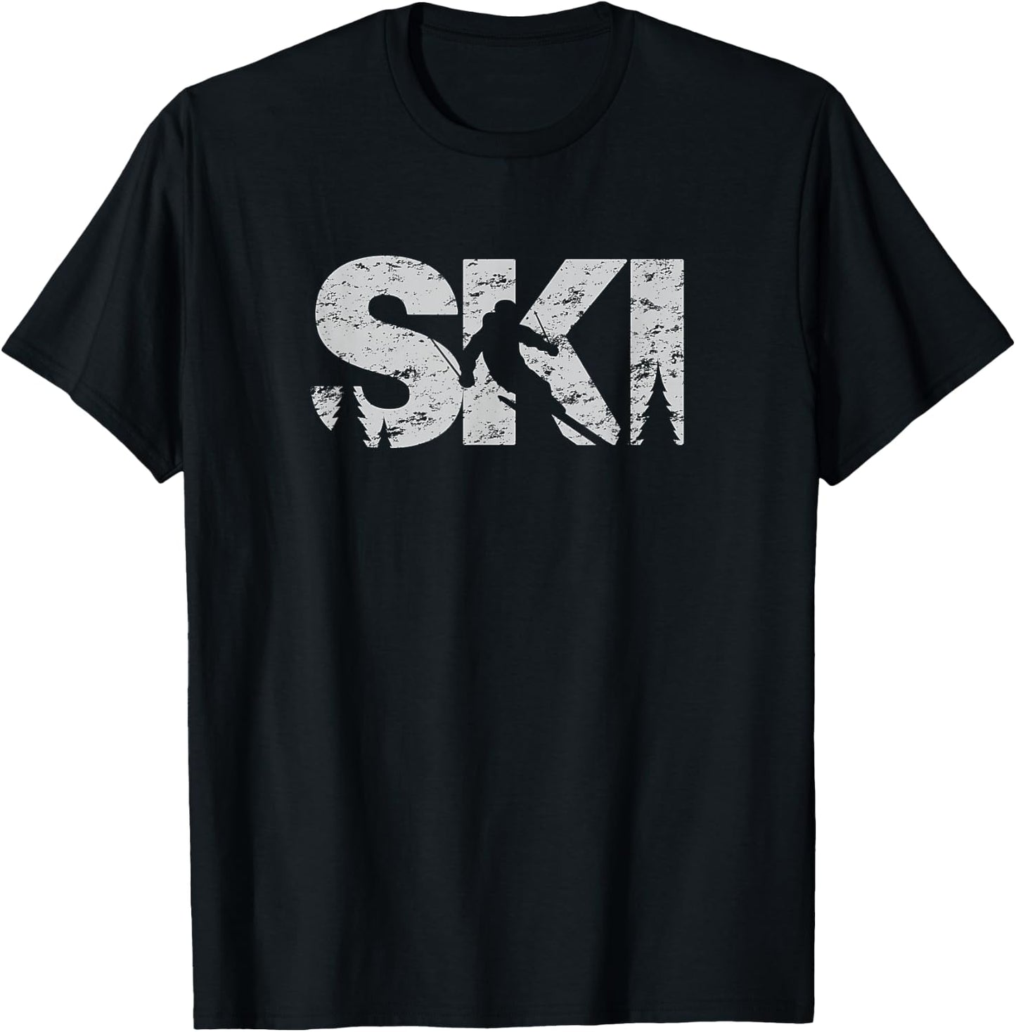 Ski Cool Skiing Style Alpine Skier Gift Women Men Boy Girl T-Shirt - T-Shirt | Black