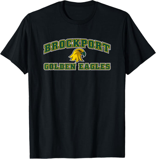 SUNY Brockport Golden Eagles Stacked Logo T-Shirt - T-Shirt | Black