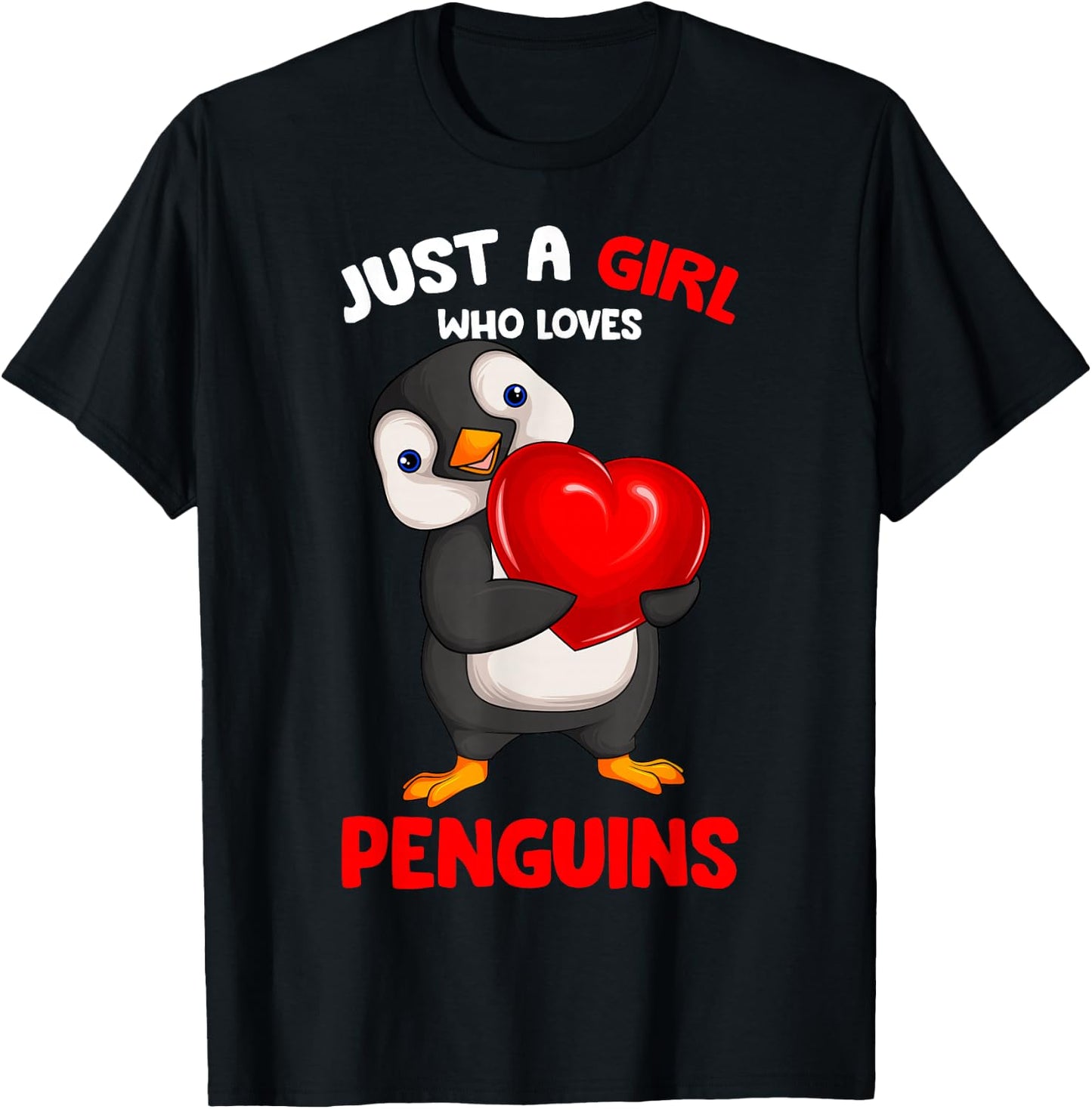Just a Girl who loves Penguins Kids Girls Penguin T-Shirt - T-Shirt | Black