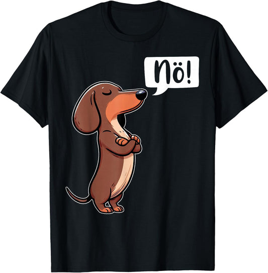 Dickköpfiger Rauhaardackel Nö Dachshund Dog Funny Dog , black T-Shirt - T-Shirt | Black