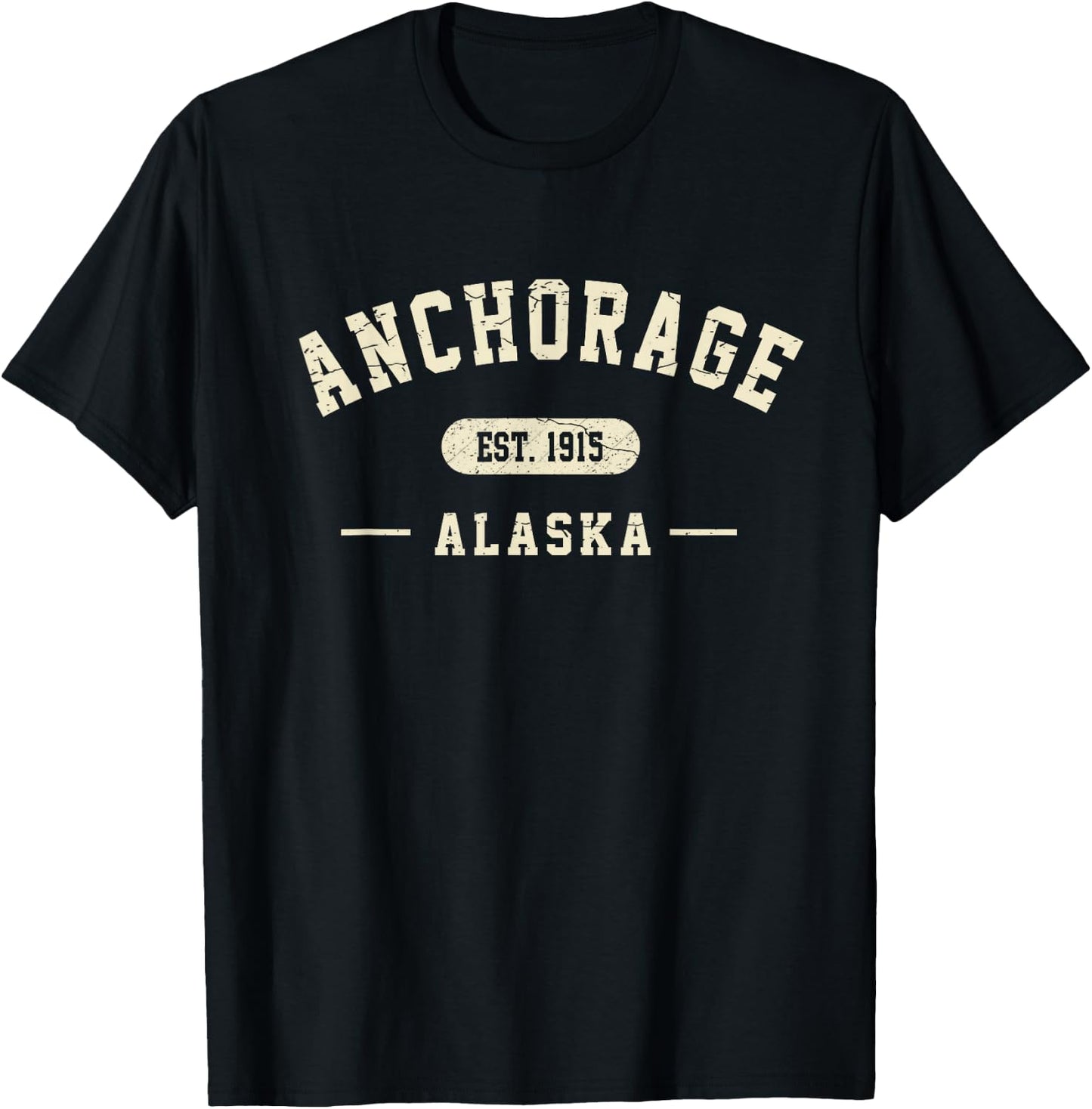 Anchorage Alaska Est 1915 Vintage Retro Athletic Style T-Shirt - T-Shirt | Black