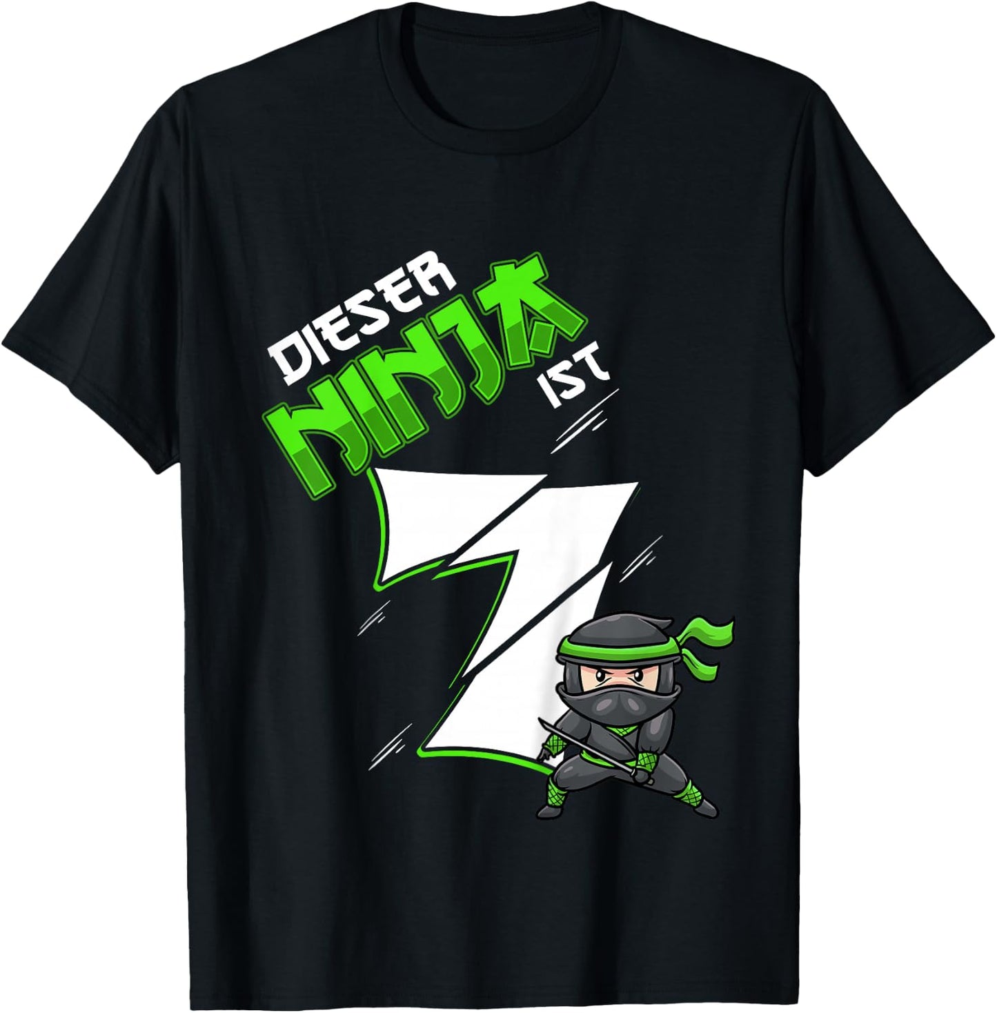 Children's Seventh Birthday Boy 7 Years Old 7 Year Old Ninja , black T-Shirt - T-Shirt | Black