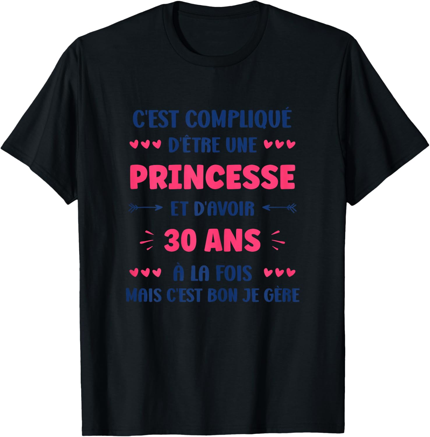 Funny Woman 30 Years Princess Birthday 30 Years , white T-Shirt - T-Shirt | Black