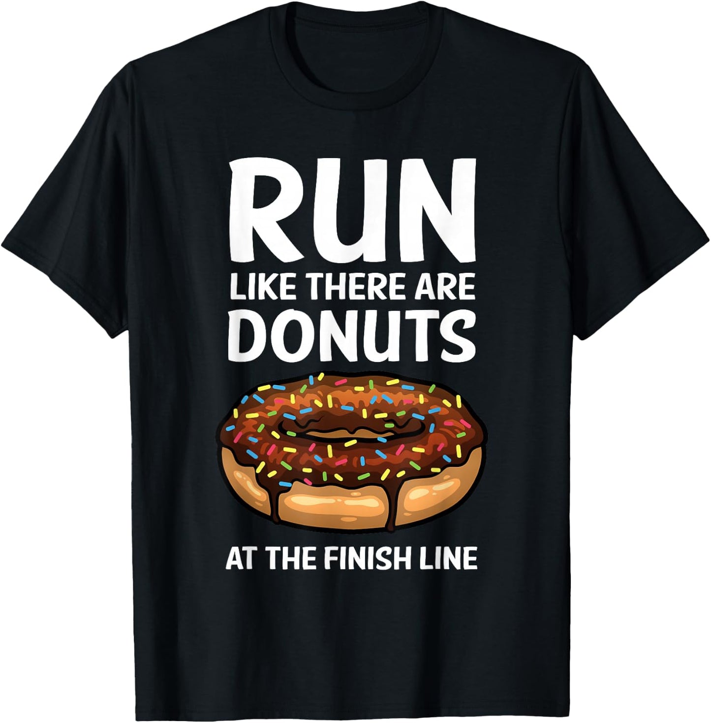 Funny Running Women Donut Finish Line Marathon T-Shirt - T-Shirt | Black